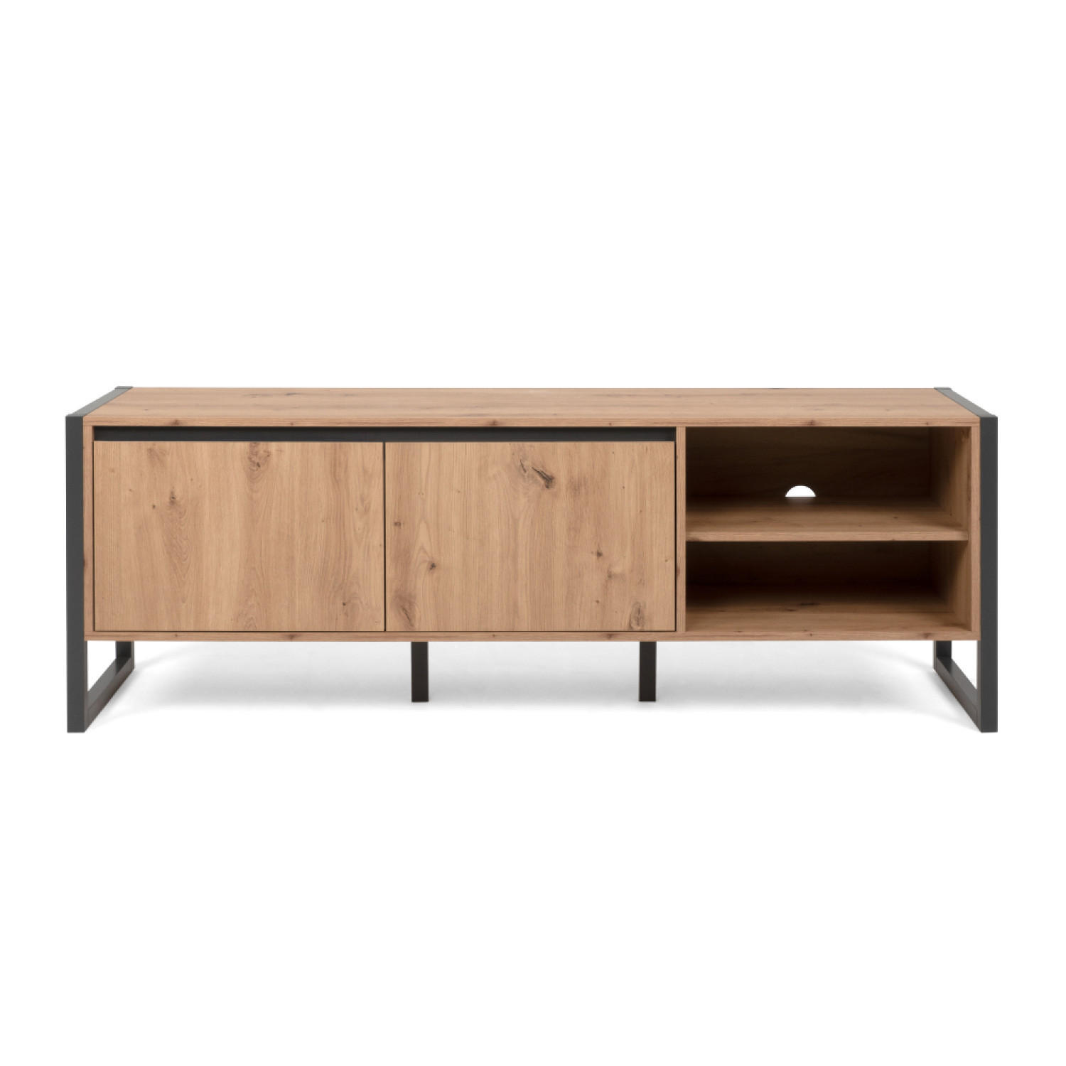 TV-MÖBEL Kotor in Holzoptik 160 cm im industriellen Stil mit Schrank - Braun, Holzwerkstoff (160/55/40cm) - Concept Usine