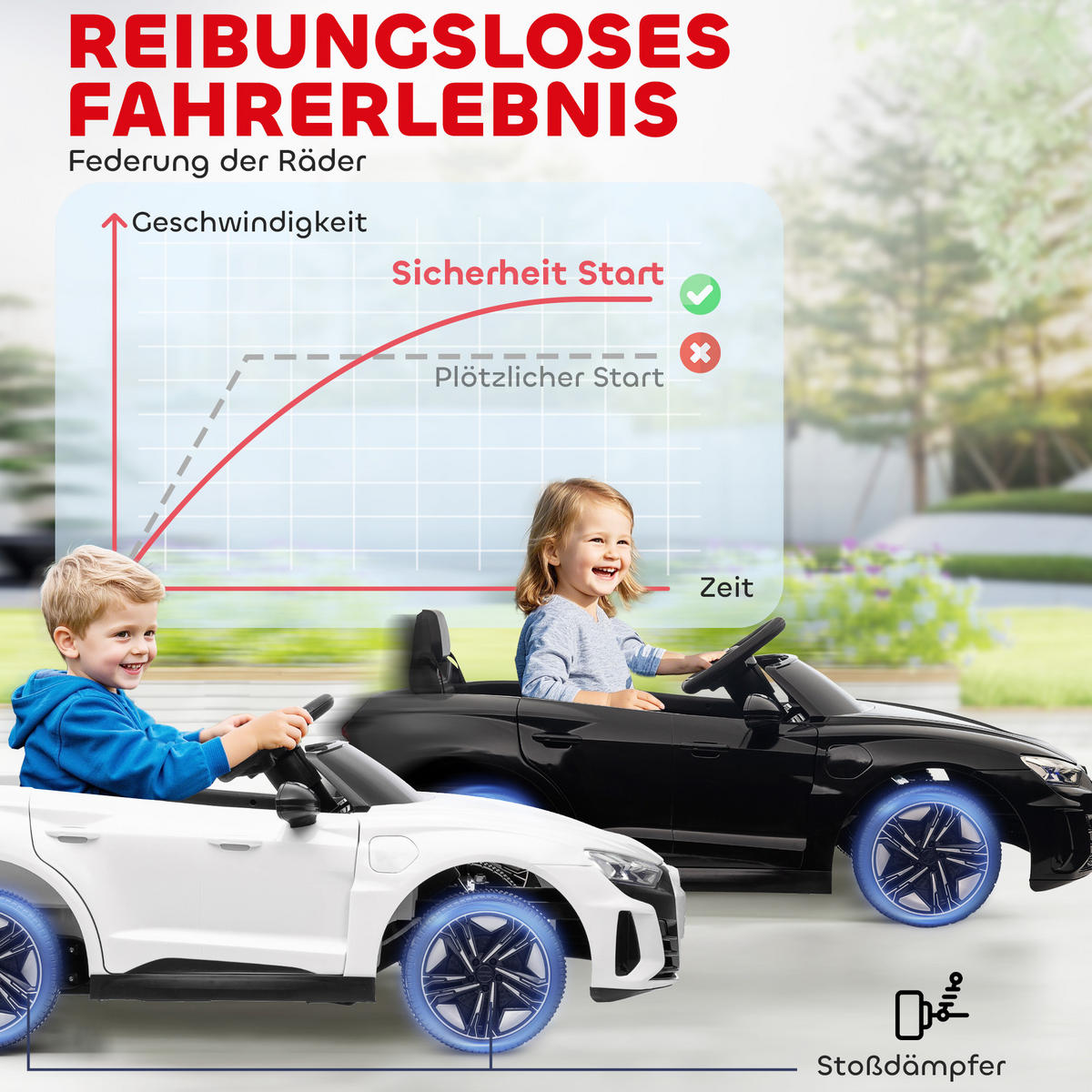 KINDER Elektroauto, Kinderauto mit 2,4G Ferbedienung, Kinderfahrzeug, Schwarz - Schwarz, Metall (103/58/41cm) - HOMCOM
