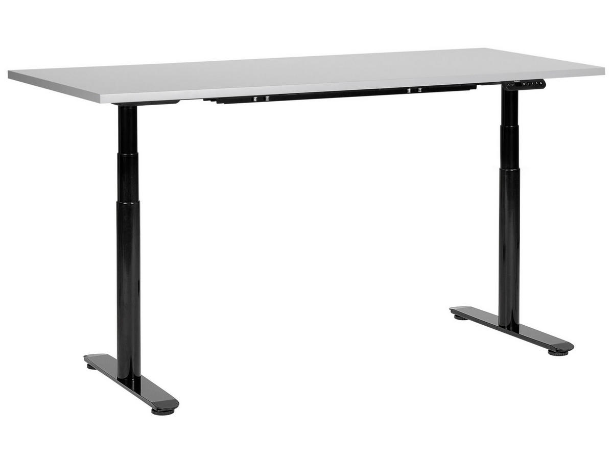 SCHREIBTISCH grauschwarz 160/72 cm elektrisch höhenverstellbar Destin IV - Schwarz/Grau, Holz (72/160/67cm) - Beliani