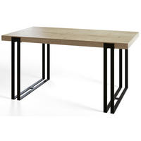 ESSZIMMERTISCH ROSA, ausziehbarer Tisch 140-240X80X77 cm, Farbe: HALIFAX, mit Metallbeinen in Farbe Schwarz - Schwarz/Naturfarben, Holzwerkstoff (140/80/77cm) - Alpi-Möbel