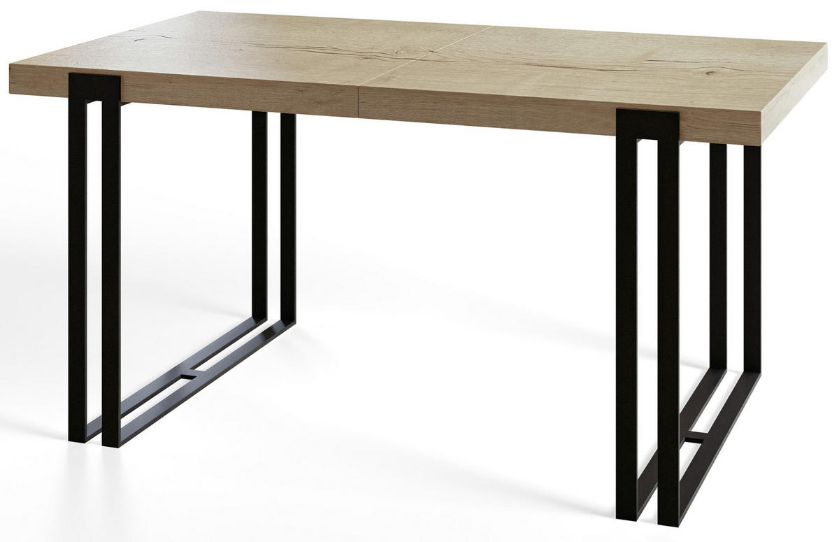 ESSZIMMERTISCH ROSA, ausziehbarer Tisch 140-240X80X77 cm, Farbe: HALIFAX, mit Metallbeinen in Farbe Schwarz - Schwarz/Naturfarben, Holzwerkstoff (140/80/77cm) - Alpi-Möbel