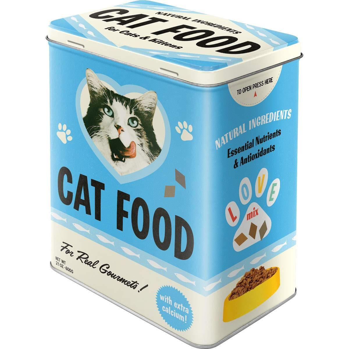 VORRATSDOSE L Animal Club Cat Food - Multicolor, Metall (14/20/10cm) - Nostalgic-Art