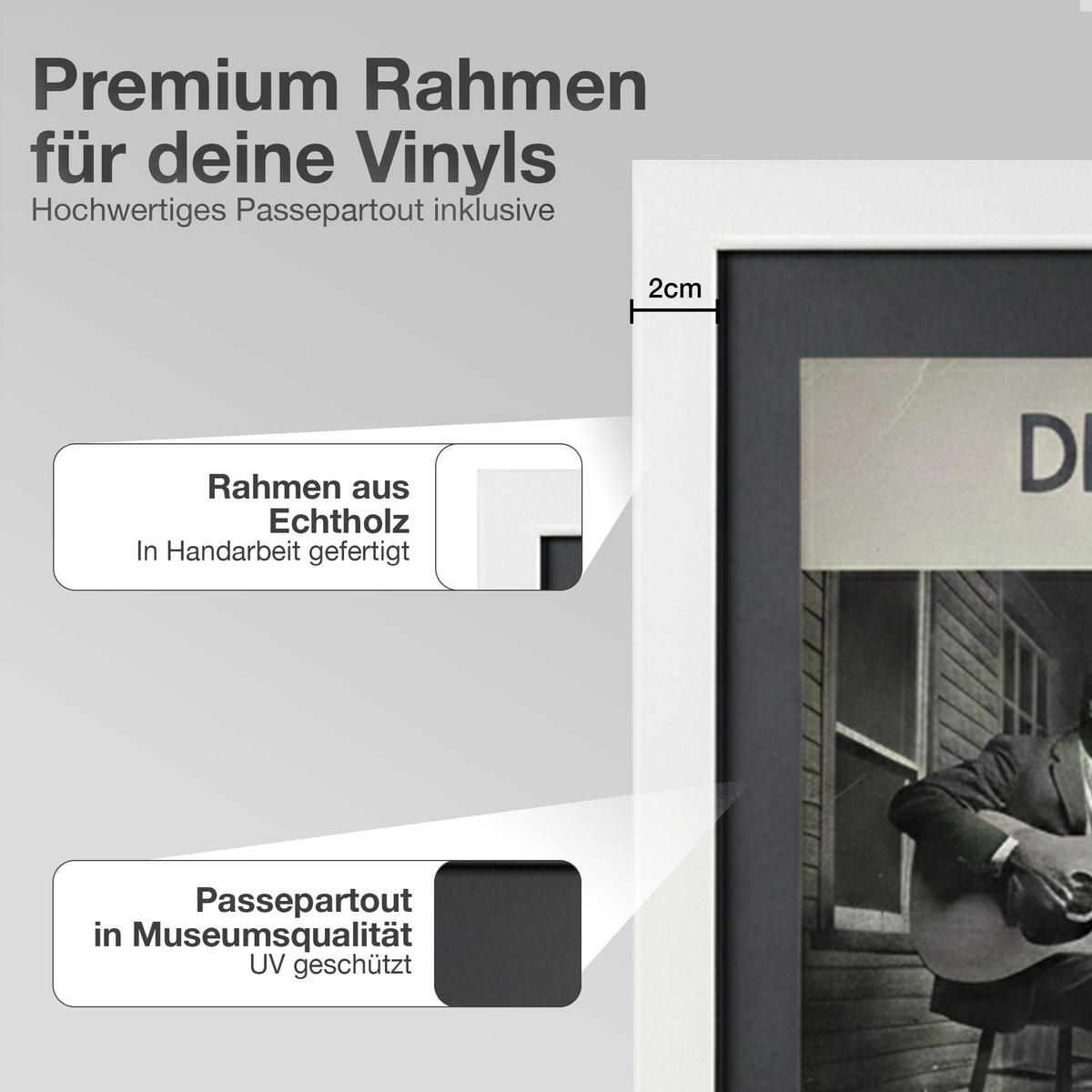 SCHALLPLATTEN RAHMEN 40/60 für Cover & Vinyl - Weiß, Holz (60/40cm) - K-Möbel