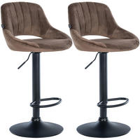 BARHOCKER 2er Set Samt braun - Schwarz/Braun, Textil (47/85/48cm) - CLP