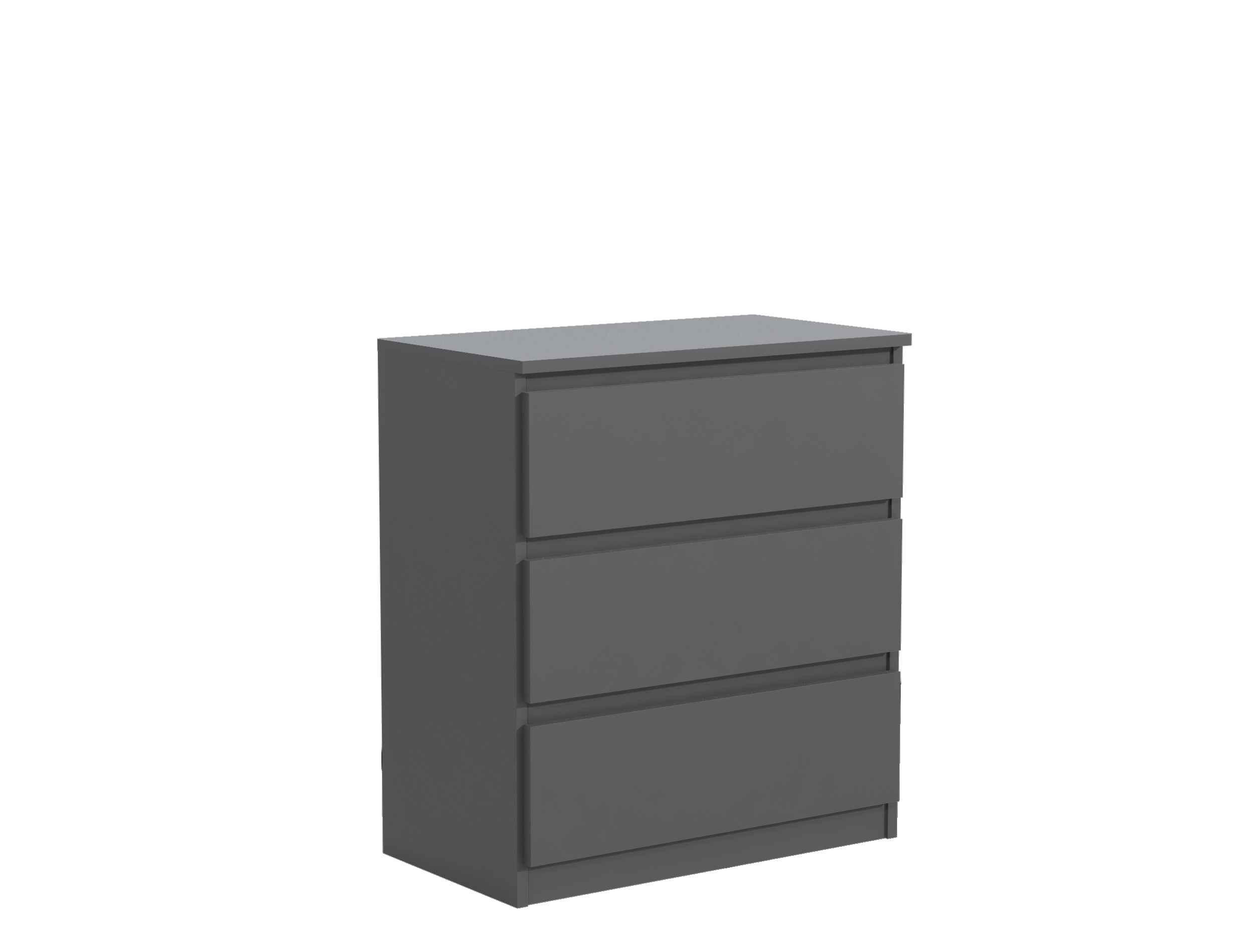 KOMMODE NUDO 70/78,5/39cm mit 3 Schubladen Türen Anthrazit - Anthrazit, Holzwerkstoff (70/78.5/39cm) - MASSENO