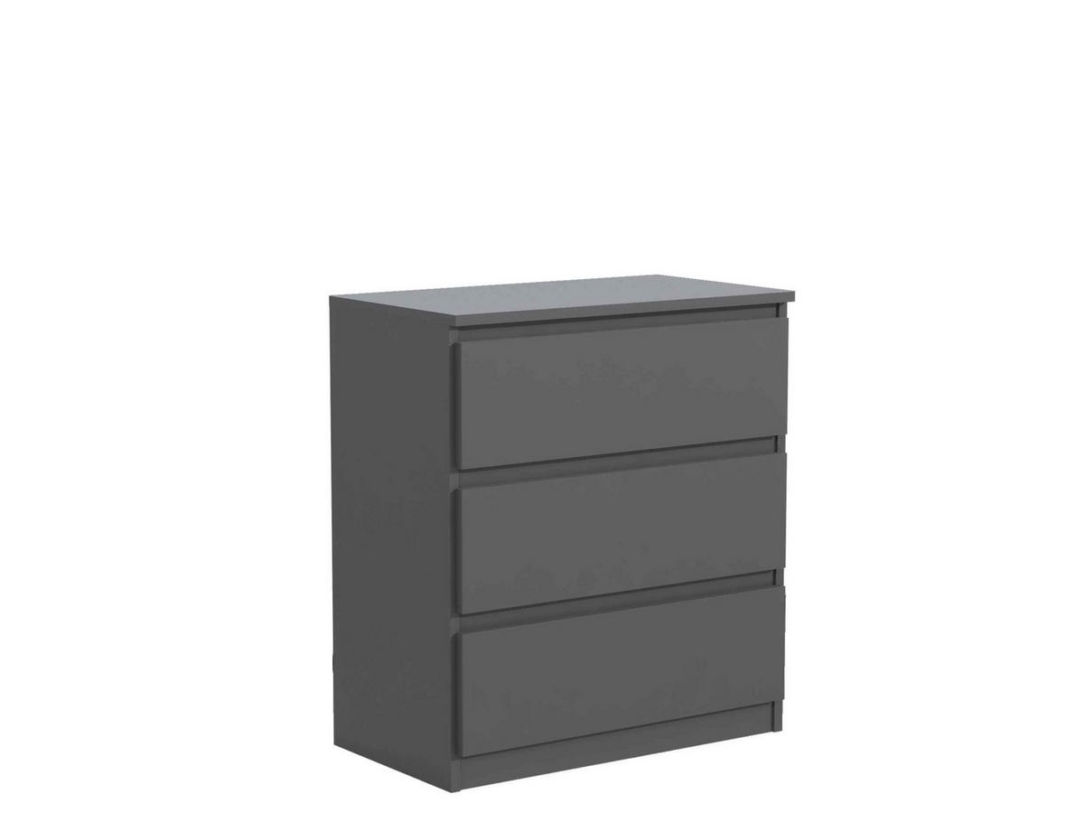 KOMMODE NUDO 70/78,5/39cm mit 3 Schubladen Türen Anthrazit - Anthrazit, Holzwerkstoff (70/78.5/39cm) - MASSENO