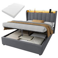 POLSTERBETT 90×200 mit Bettkasten und Matratze,Dunkelgrau - Grau, Holzwerkstoff/Textil (140/200cm) - EVRYAE