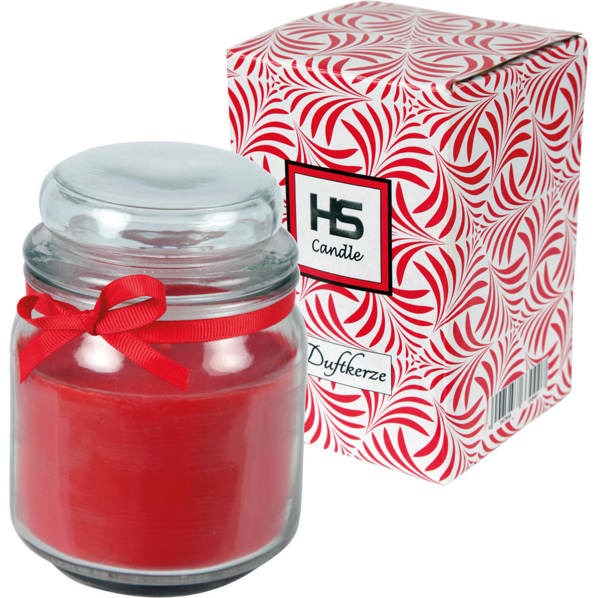 DUFTKERZE im Bonbonglas mit Deckel Rose 70h - Rot, Glas (9/13cm)