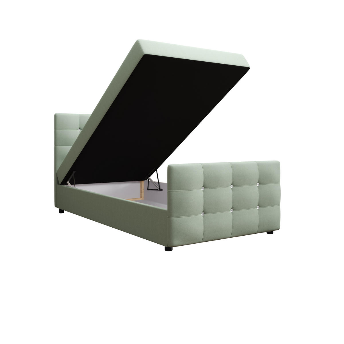 BOXBETT KLEO mini 90x200, mit Matratze H3 und Topper, Cosmic 16 - Hellgrün, Holz/Kunststoff (90/200cm) - Bedante