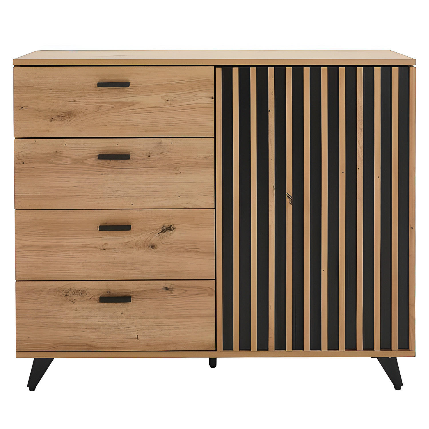 KOMMODE - Eiche Dekor - Schwarz/Braun, Holzwerkstoff/Metall (103/86/40cm) - home24