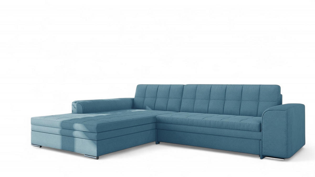 ECKSOFA Lusaka Mit Schlaffunktion - Hellblau, Holzwerkstoff/Textil (292/198cm) - Fun Möbel
