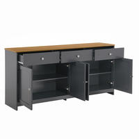 KOMODA 160 cm, MDF, černá a šedá s dekorem dřeva, rustikální - černá, kompozitní dřevo (160/75/37cm) - BEAOK