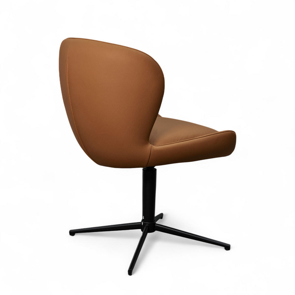 STUHL-SET 4 Stück in Echtleder Cognacbraun - Schwarz/Braun, Leder/Metall (57/83/63cm) - Furnhouse