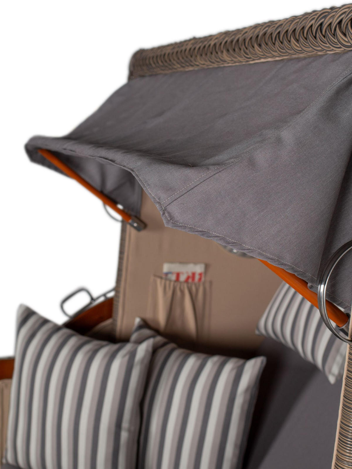 STRANDKORB Komplettset: Ammersee Mahagoni Bullauge - PE grau - Modell 544 - Grau, Holz/Kunststoff (125/165/80cm) - bene living