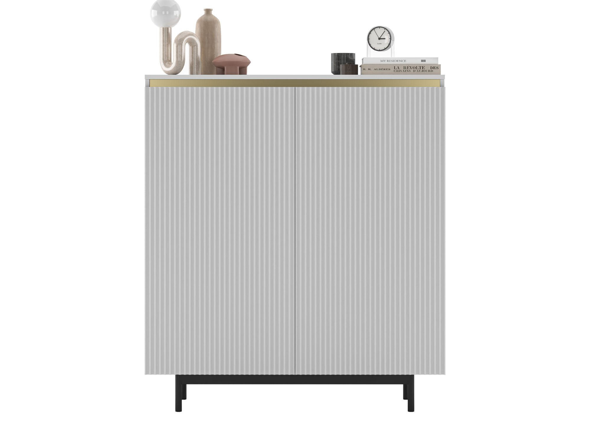 KOMODA Selene 2D mat bijela 111 cm s metalnim okvirom - bijela/crna, drvni materijal/metal (111/125/35cm) - Meble Lindner