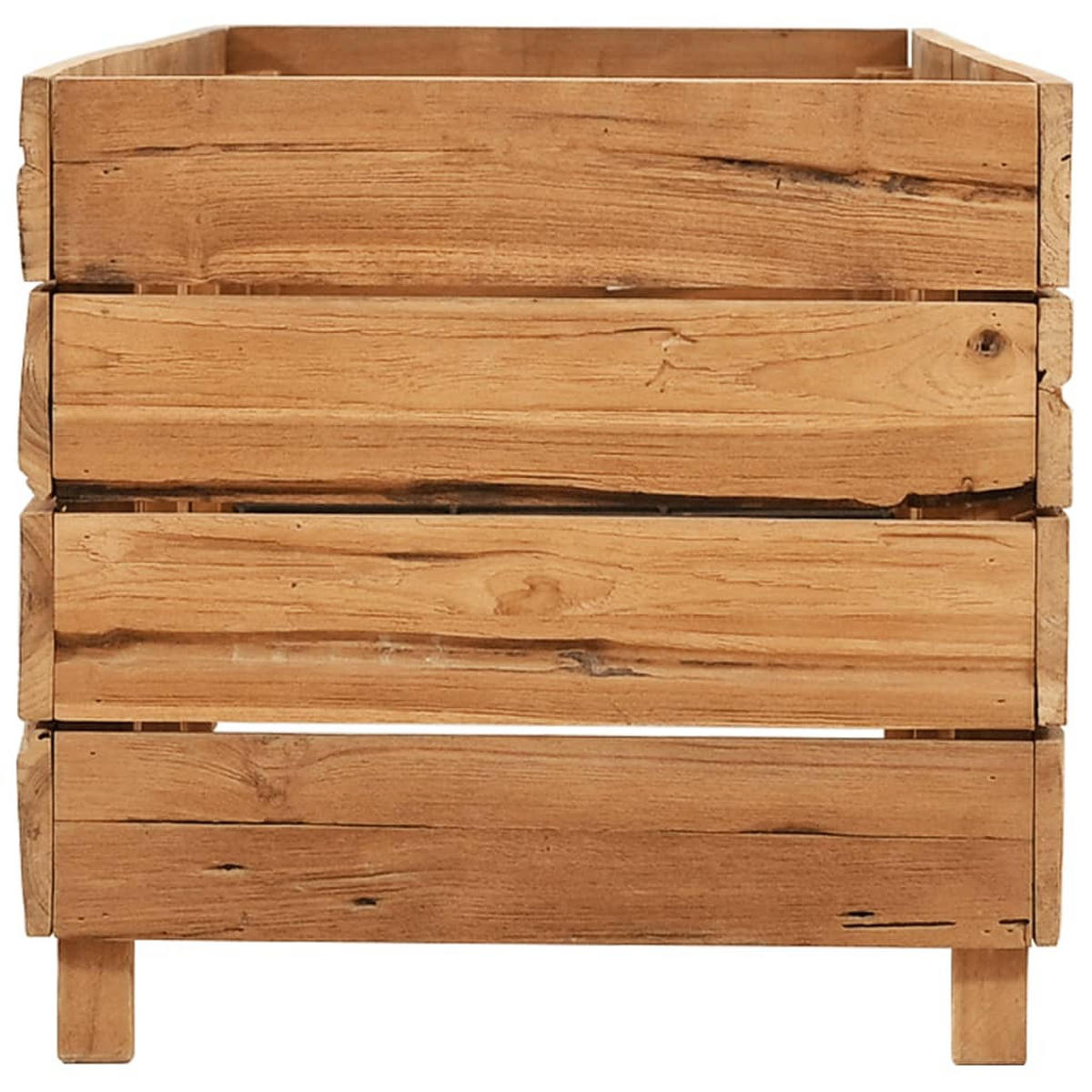 HOCHBEET 150x40x38 cm Teak Altholz und Stahl - Braun, Holz (150/38/40cm) - furnicato