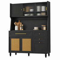 HOCHSCHRANK mit LED 120 x 45 x 195,5 cm Schwarz 3 Schubladen - Schwarz, Holzwerkstoff (45/195.5/120cm) - Meubliv