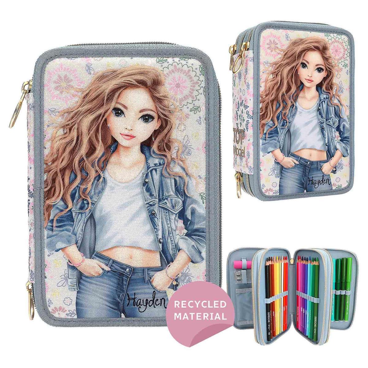 3-FACH FEDERTASCHE FESTIVAL FUN TOPModel hellblau 7,5 x 13 x 20 cm - Hellblau, Kunststoff (13/20/7.5cm) - Depesche Germany