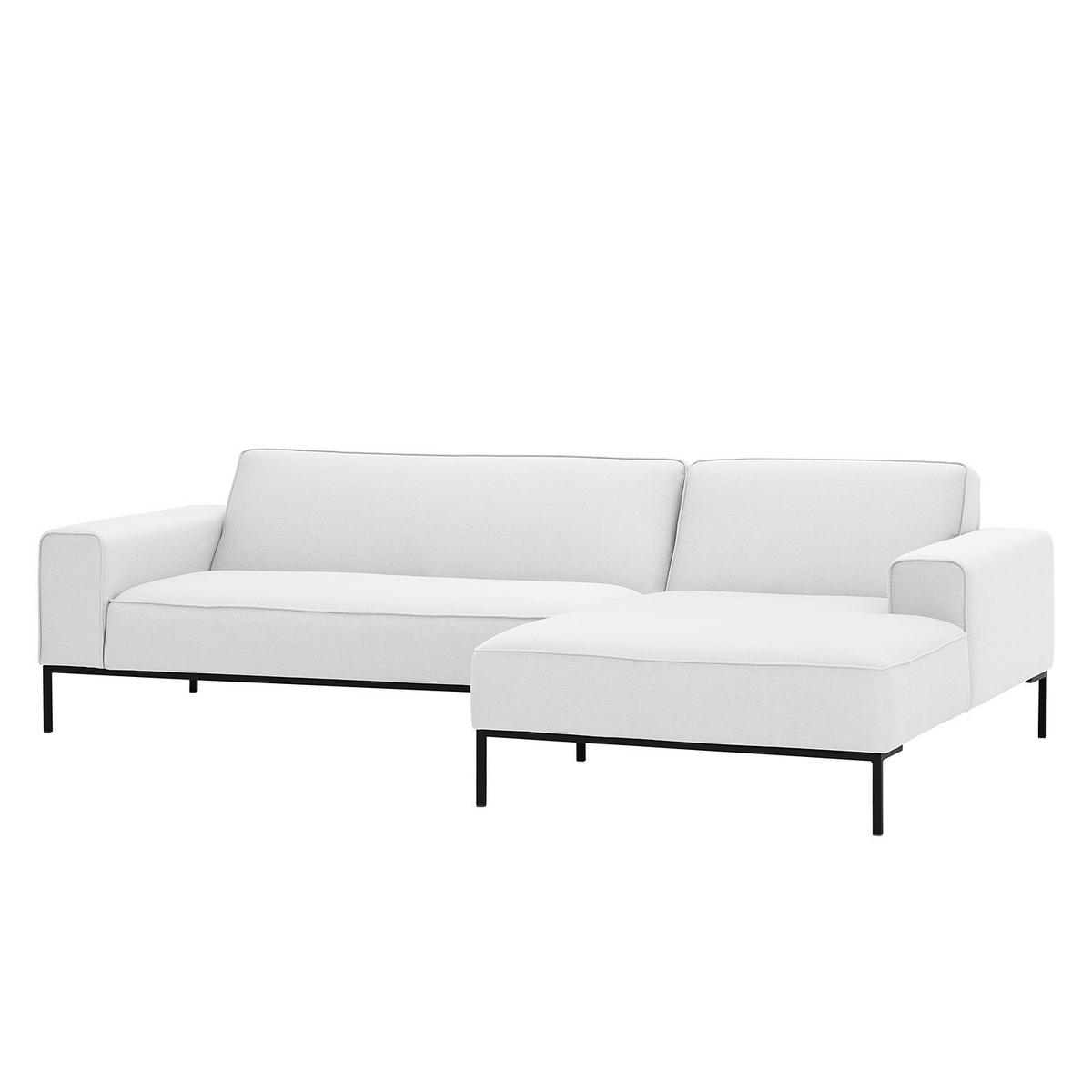 ECKSOFA mit Longchair - Webstoff - Schwarz/Weiß, Textil (264/168cm) - home24