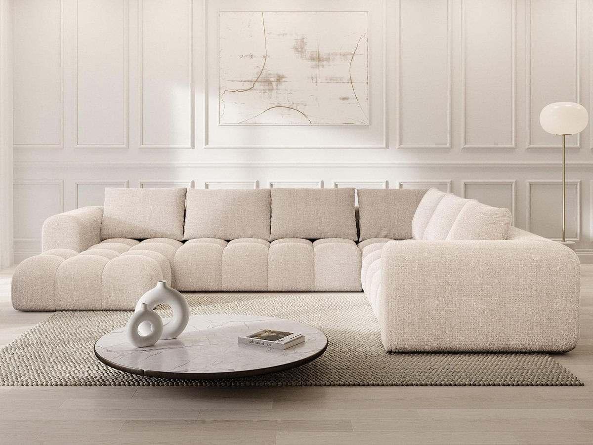 WOHNLANDSCHAFT Casaluna U-Form Beige Strukturstoff - Beige, Kunststoff (338/88/267cm)