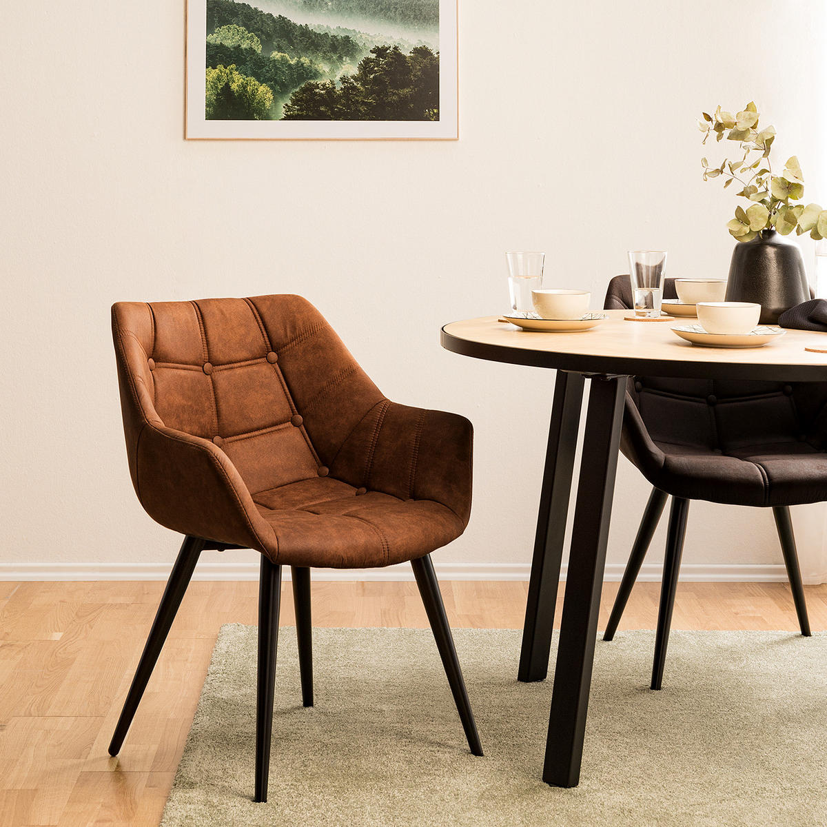 ARMLEHNENSTUHL - Metall - Cognac, Textil (60/81/64cm) - home24