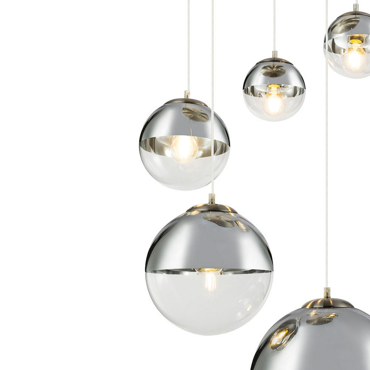 LED HÄNGELEUCHTE VARUS Silber Chrom - Silberfarben, Glas (64/64/150cm) - Globo Lighting