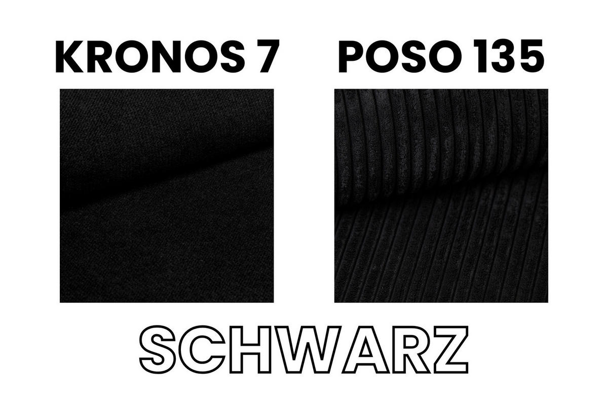 BOXBETT RICO 100/200 in Cord/Velours Schwarz H4 links - Schwarz, Holz/Holzwerkstoff (100/200cm) - Deine Möbel 24