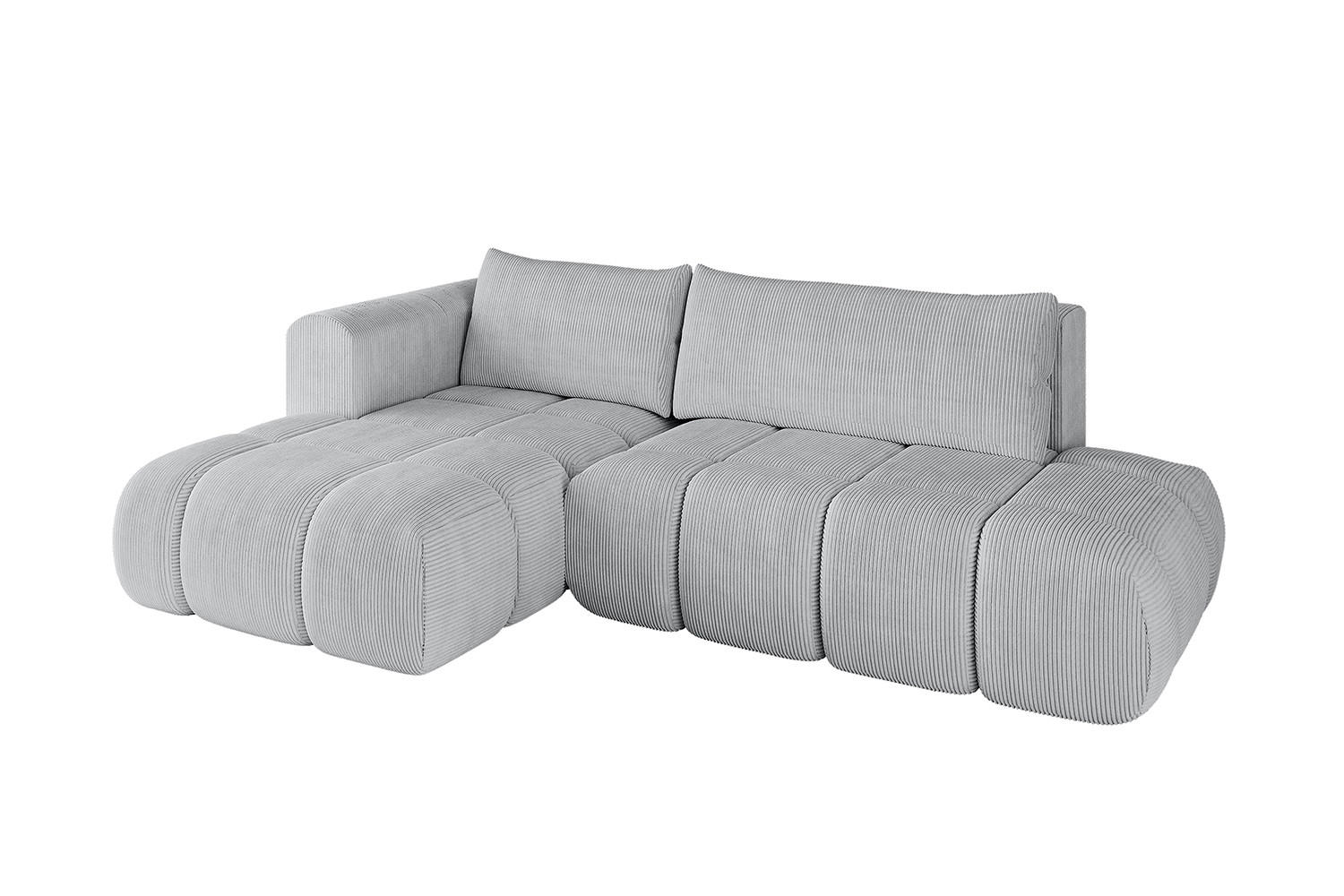 ECKSOFA Ottomane Links CLOUD-L 280x185x90 Grau Cord - Grau, Holzwerkstoff/Kunststoff (180/289cm) - ALTDECOR