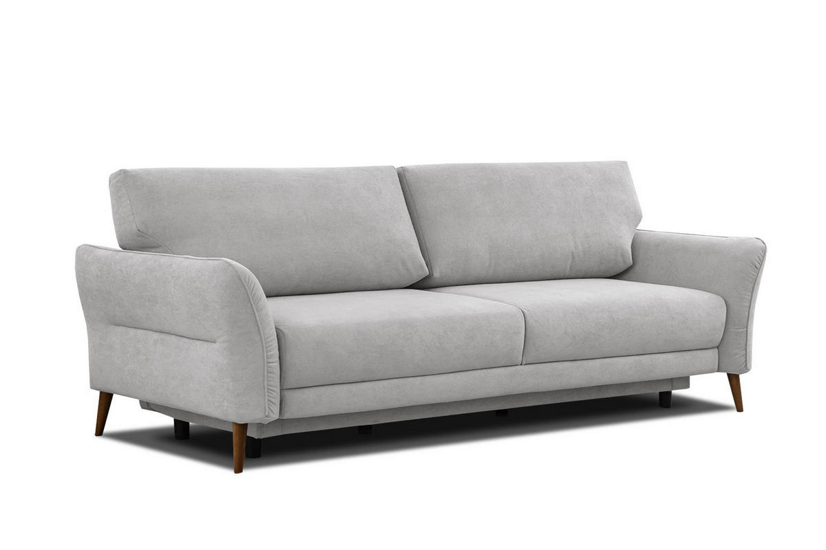 SOFA FIGARI 3-Sitzer mit Schlaffunktion, hellgrau - Hellgrau/Braun, Holz/Textil (232/90/107cm) - Courtois Laville