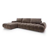ECKSOFA GARDA Braun Chenille mit Schlaffunktion - Braun, Holz (340/177cm) - MASSENO