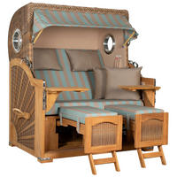 STRANDKORB XXL Düne Grande Teak Banana - Blaugrau/Braun, Metall (142/170/95cm) - Mr. Deko