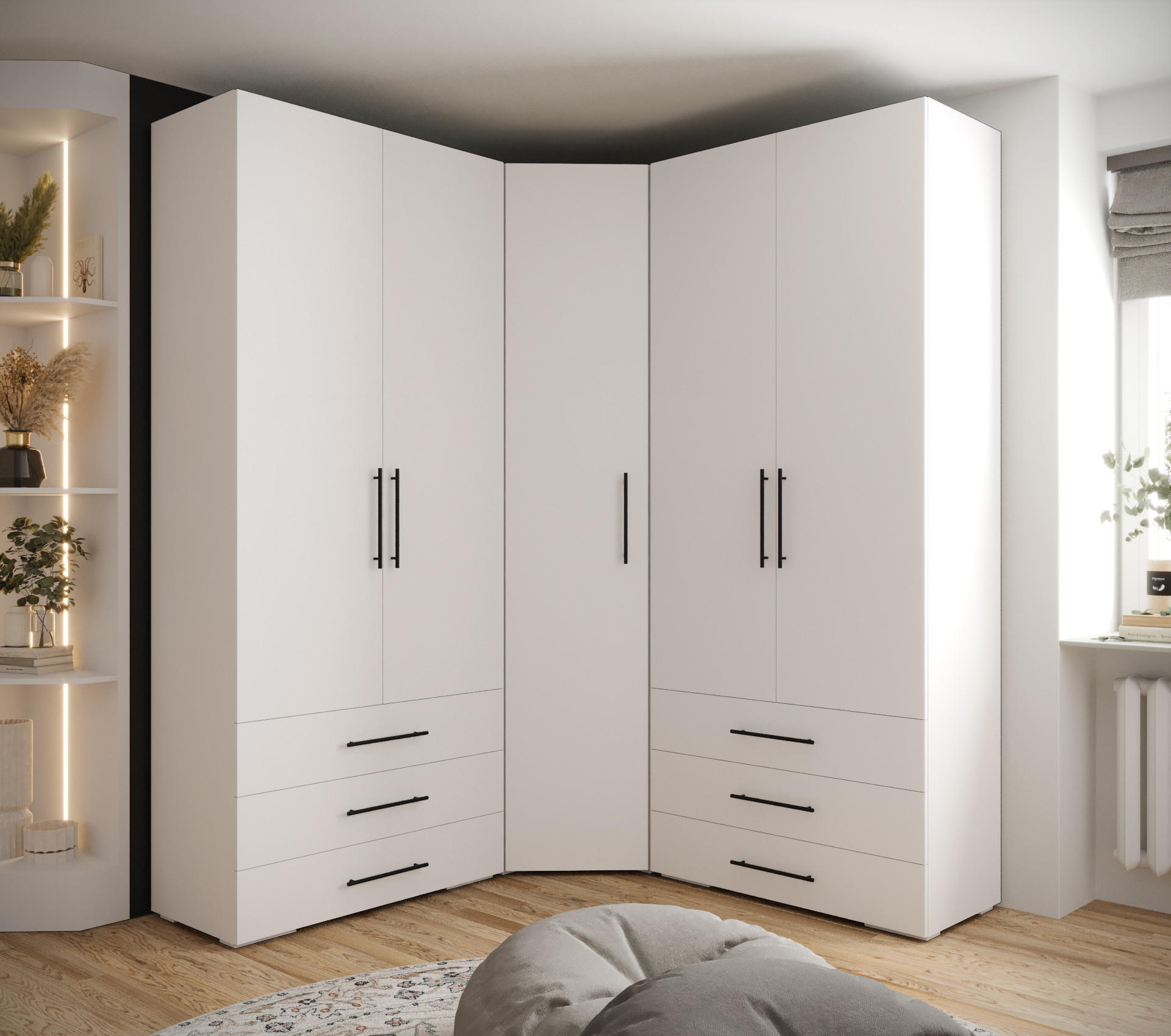 GARDEROBEN-SET 236,7/181,7/47 - Schwarz/Weiß, Holz/Kunststoff (181.7/236.7/47cm) - Abiks Möbel