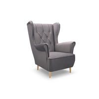 SESSEL TIBER, Polstersessel Glamour Loungesessel, Velours-Stoff Grau - Grau, Holz/Holzwerkstoff (75/104/85cm) - MASSENO