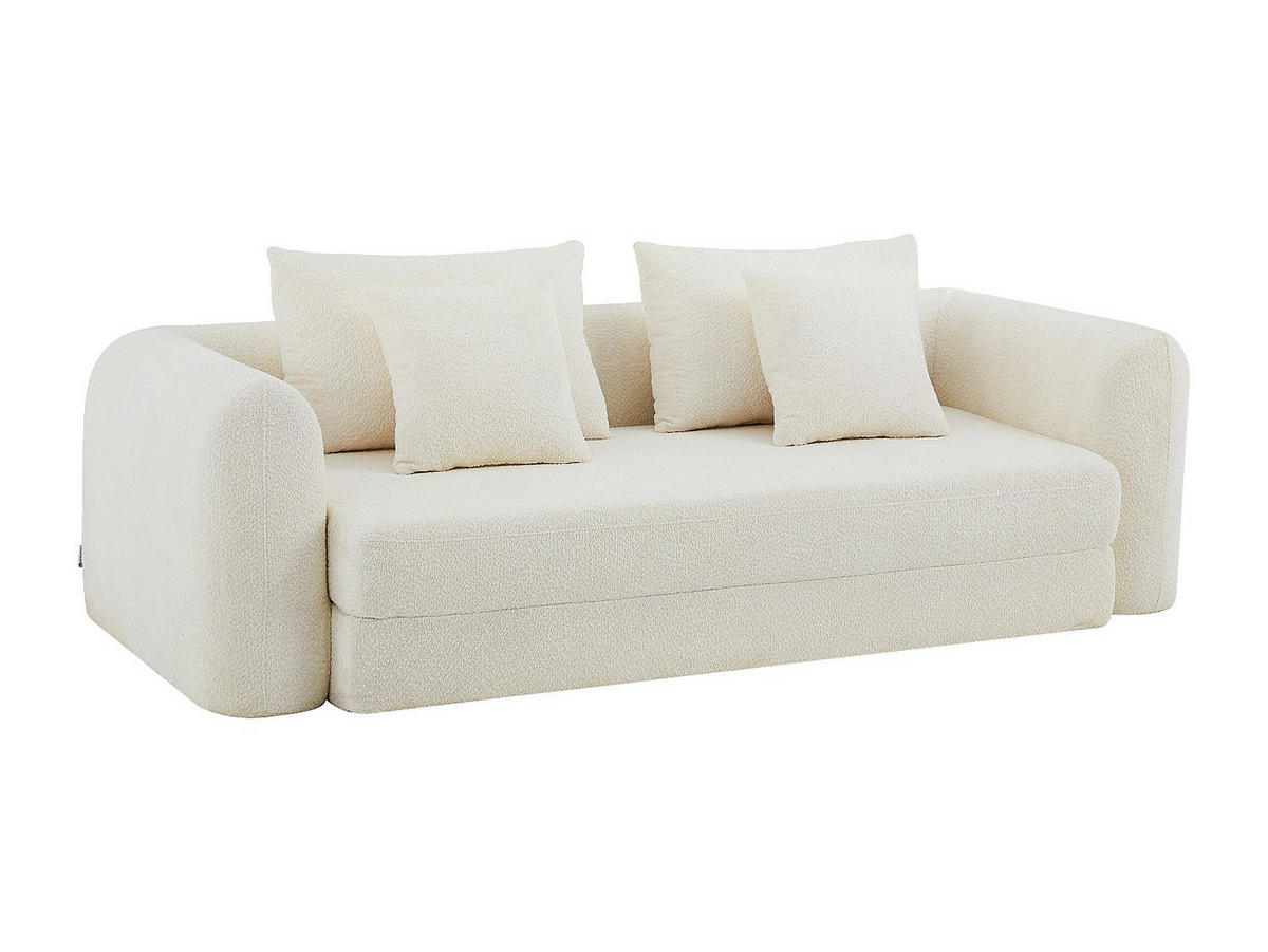 3-SITZER Schlafsofa als Chaiselongue, Bouclé-Stoff Beige – CATONO - Beige, Textil (240/87/111cm) - Vente-Unique