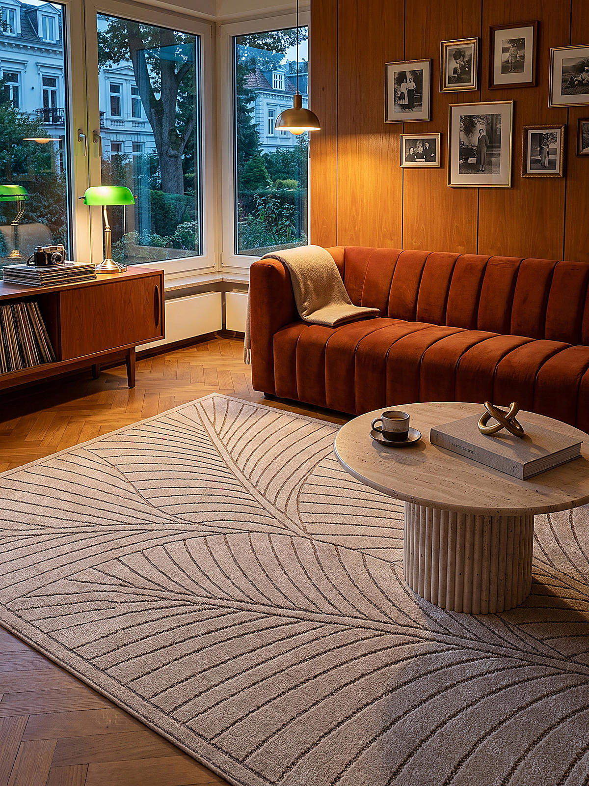 TEPPICH Outdoor, Fußbodenheizung-geeignet, mit Blattmotiv, ENGADIN in Beige, 120 x 170 cm - Beige, Textil (120/170cm) - KADIMA DESIGN