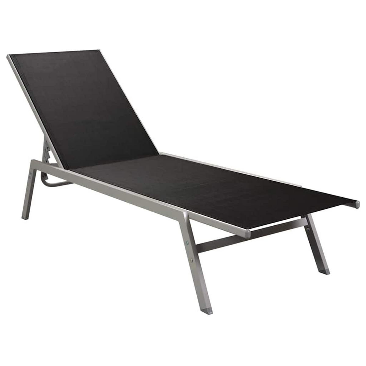 SONNENLIEGE Stahl und Textilene Schwarz - Schwarz, Metall (58/32/200cm) - furnicato