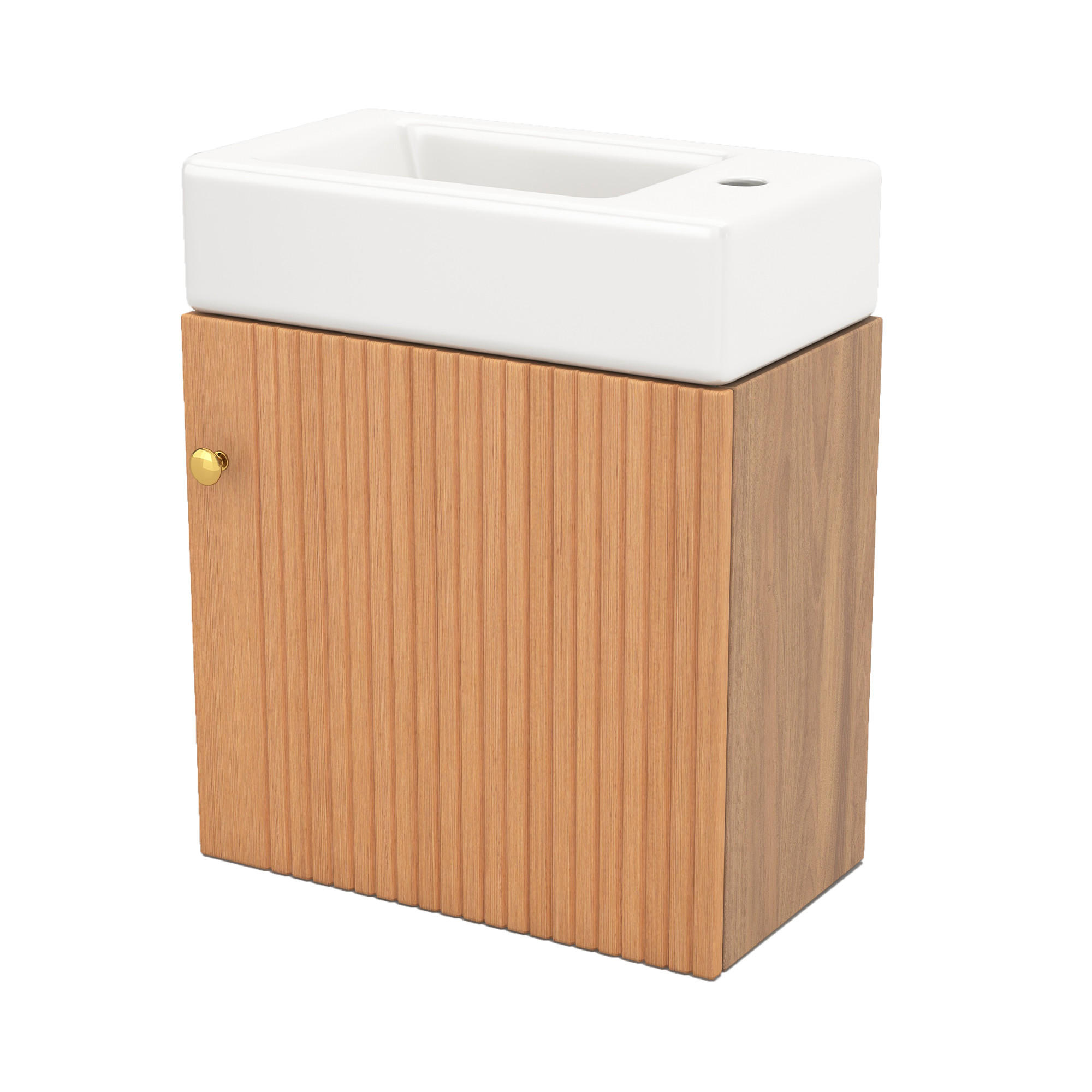 BADMÖBEL Set mit Keramikbecken,Waschtisch mit Unterschrank Braun - Braun, Holz/Keramik (26/56/46cm) - PARAFTA HOME