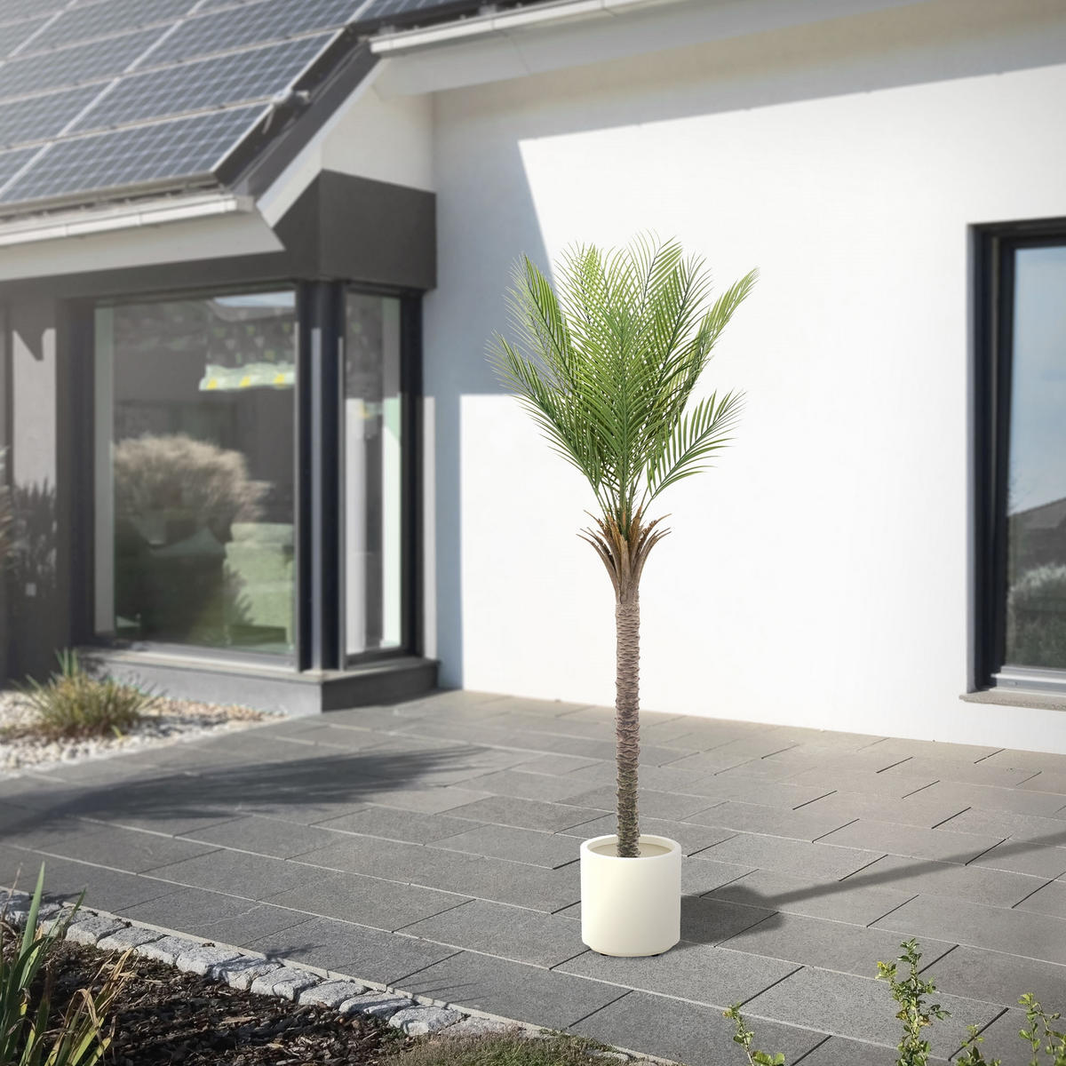 KUNSTPFLANZE Palme - Anthrazit/Grün, Holz/Kunststoff (180cm) - ML-DESIGN