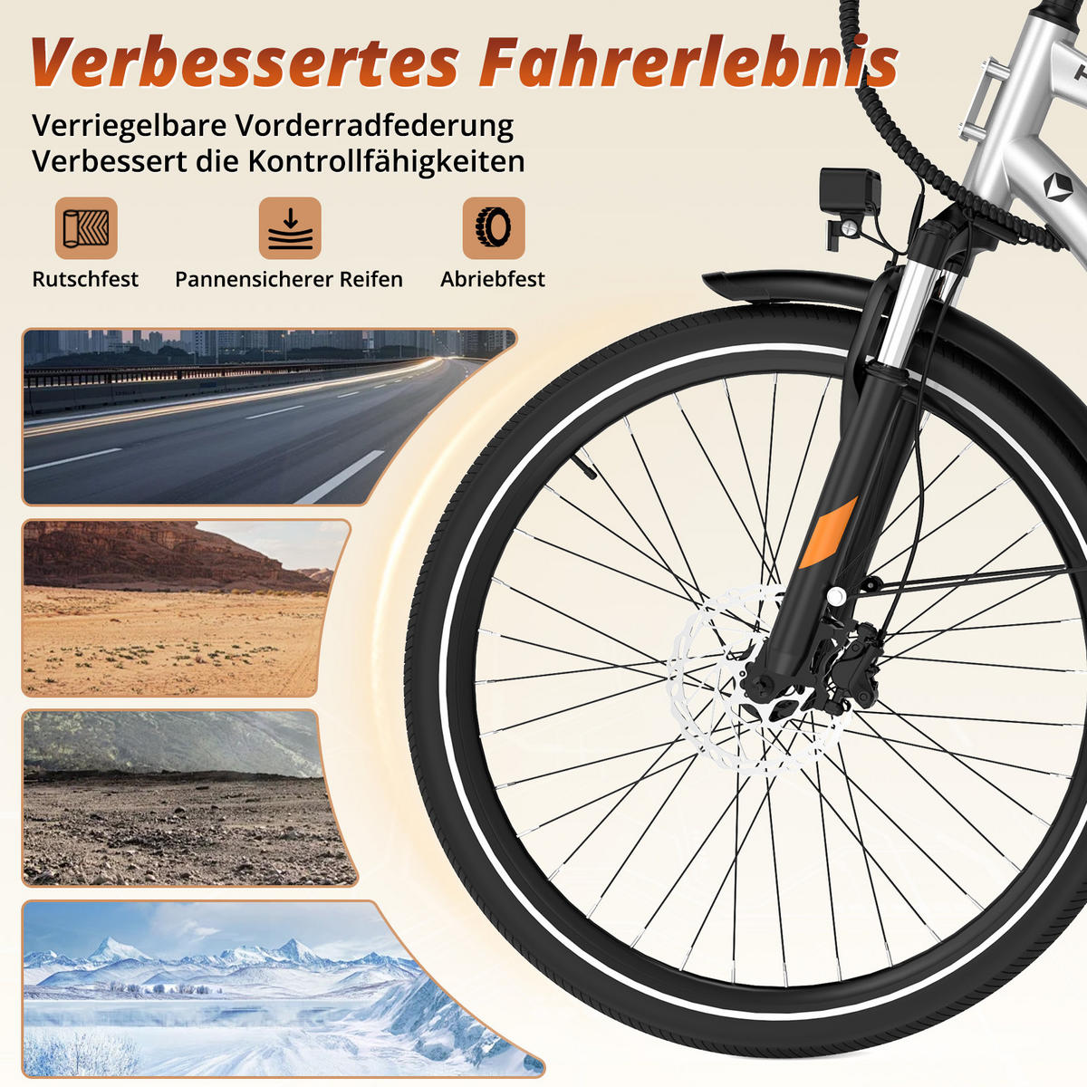E-BIKE BKU1 Mittelmotor mit 150 km Maximalreichweite - Silberfarben, Metall (80cm) - HITWAY