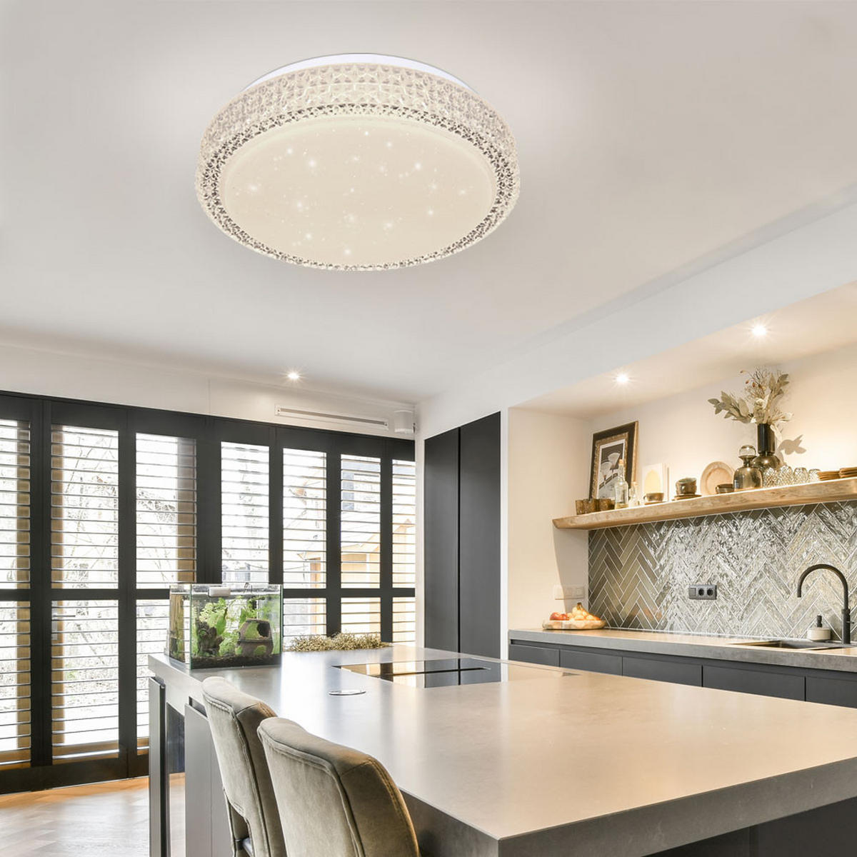 LED DECKENLEUCHTE Metall Kristallklar - Klar, Metall (30/30/8cm) - Globo Lighting