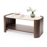 COUCHTISCH Holz Walnuss mit Travertin-Optik, 104 × 54 × 43 cm - Walnussfarben, Holzwerkstoff (54/104/43cm) - Hometopia