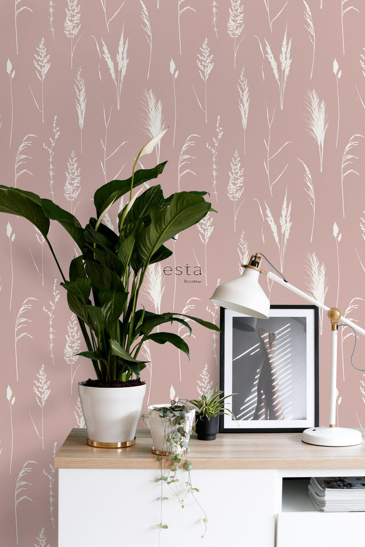 TAPETE Pampasgras 50 x 900 cm - Pink, Papier (50/900cm) - ESTAhome