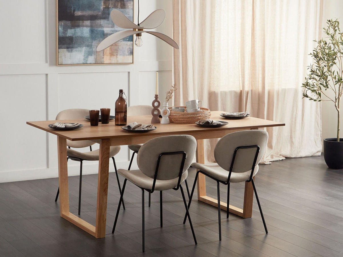 ESSTISCH Holz hellbraun 180/95 cm Camden - Hellbraun, Holzwerkstoff (180/95/76cm) - Beliani