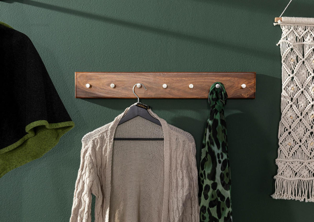 WANDGARDEROBE Sheesham 70x5x10 walnuss gewachst TORONTO #240 - Walnussfarben, Holzwerkstoff (70/10/5cm)