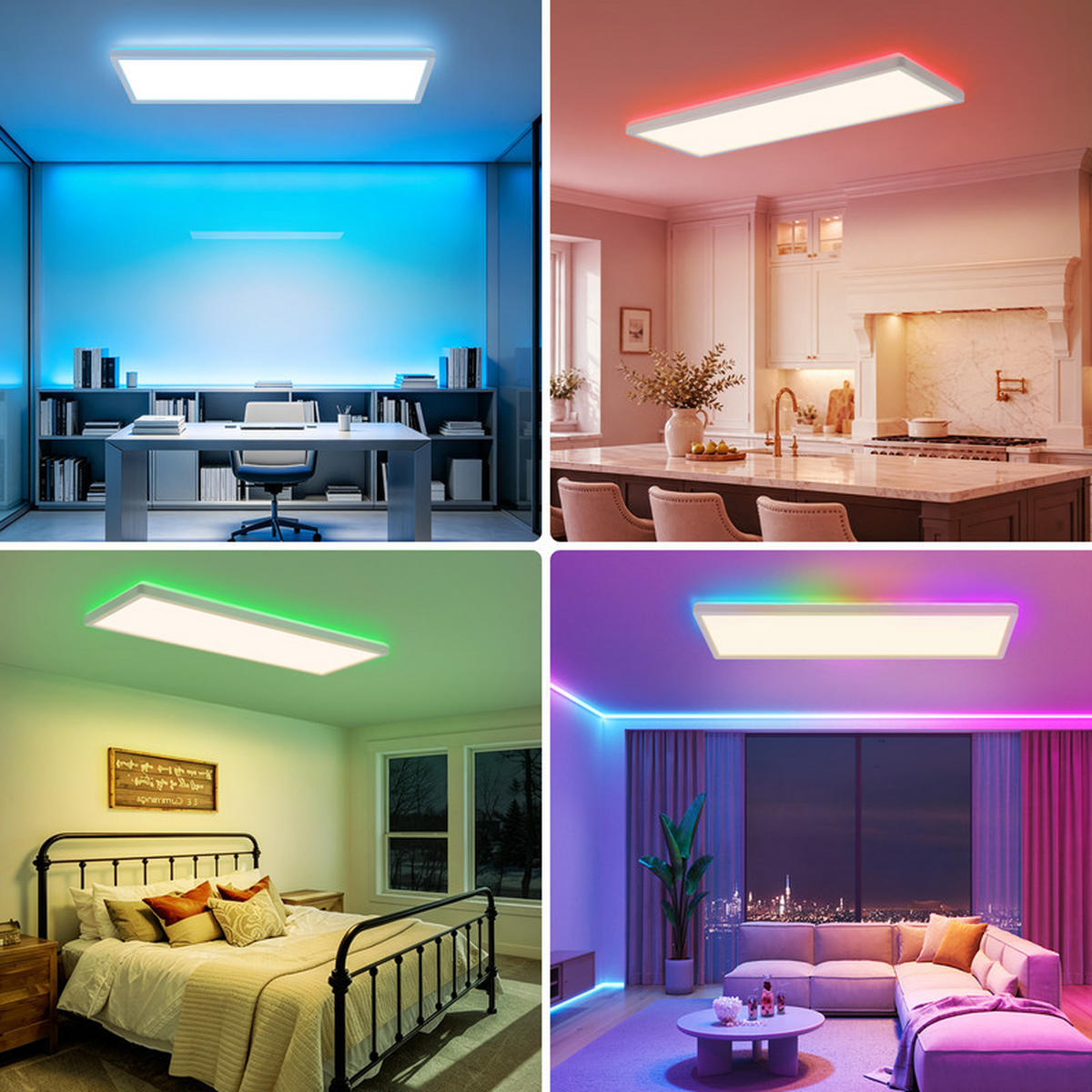 LED stropní světelný panel bílý 20/58/3cm - bílá, plast (58/20/3cm) - Nettlife