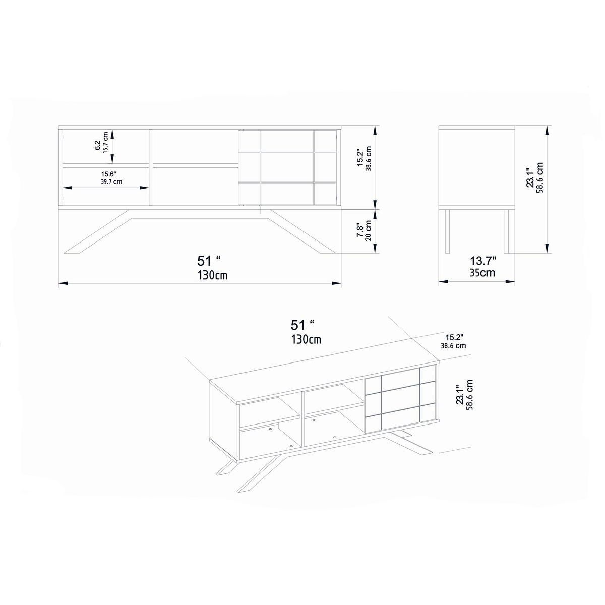 TV-ELEMENT North Walnuss Schwarz - Walnussfarben/Schwarz, Holzwerkstoff (130/58.6/38.6cm) - Decorotika