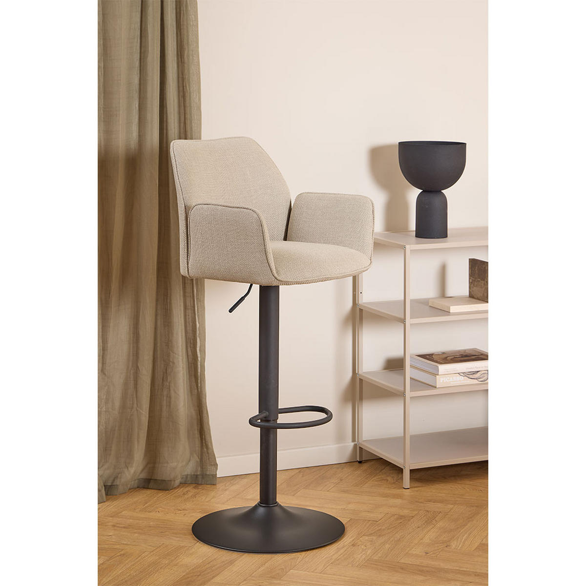 BARHOCKER, Glenda, Beige, Stoff, 53 x 52 x 114 cm - Beige, Textil/Metall (53/114/52cm) - ebuy24