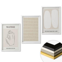 WANDBILDER 3er-Set - 40x60 cm Weißer Rahmen - Linien, Formen, Beige, Weiß - Weiß, Kunststoff (40/60cm) - ArtPrintCave
