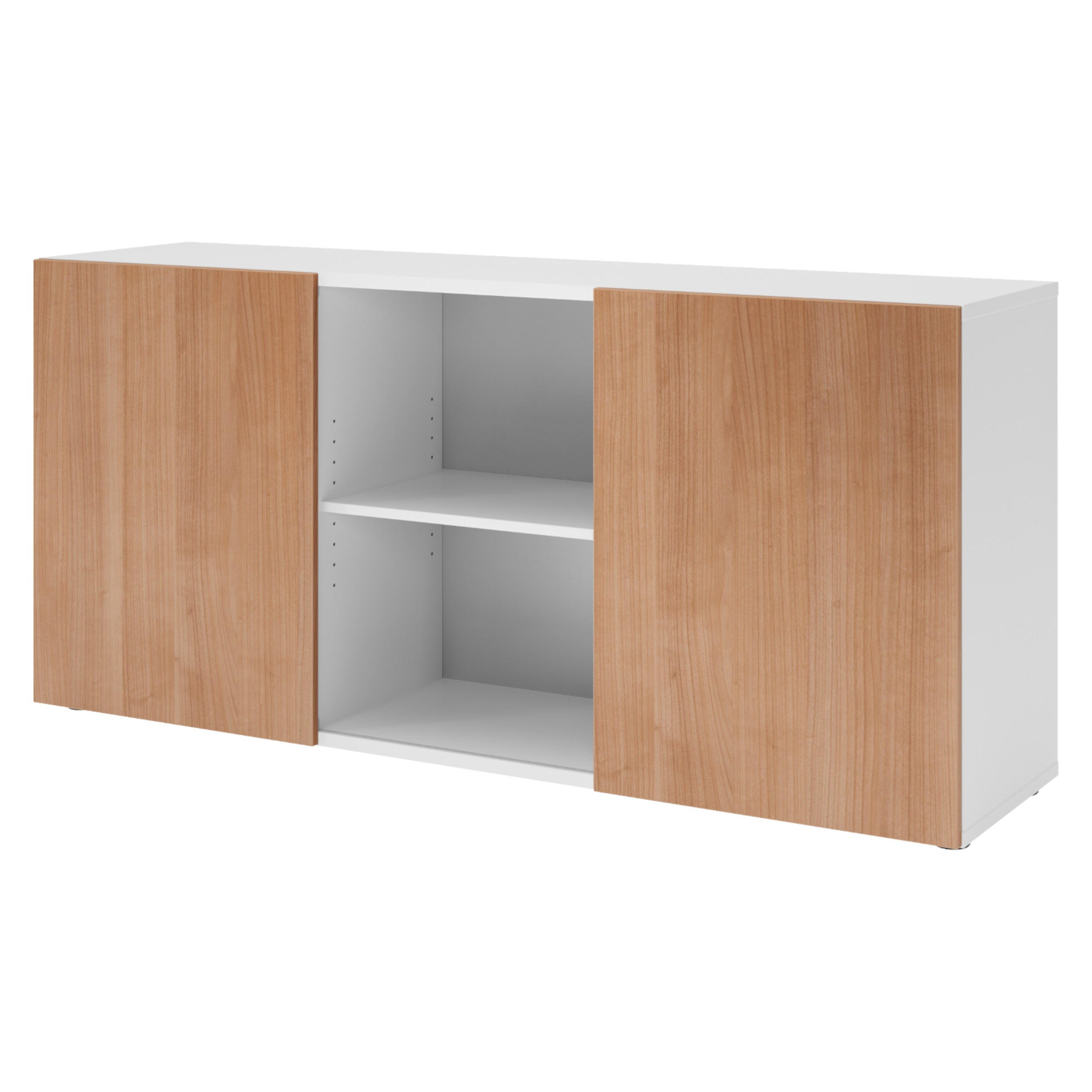 bümö Sideboard Weiß, Nussbaum 160x74.8x42 cm