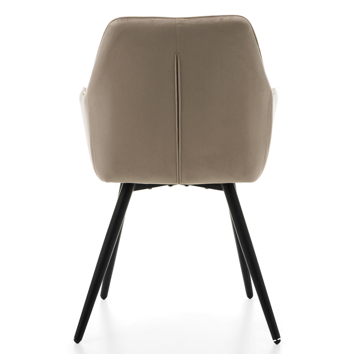 STUHL VASTO gepolstert mit Steppung - dunkelbeige - Samt Velours - Beige/Schwarz, Textil/Metall (58/87/60cm) - NEW HOME